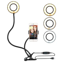2021 mobile phone live holder lazy bracket desk lamp led selfie ring light flexible for youtube live stream office kitchen stand