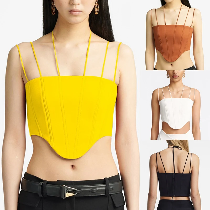 

Summer Sexy Halter Backless Slim-Fit Temperament Top Irregular Double Camisole