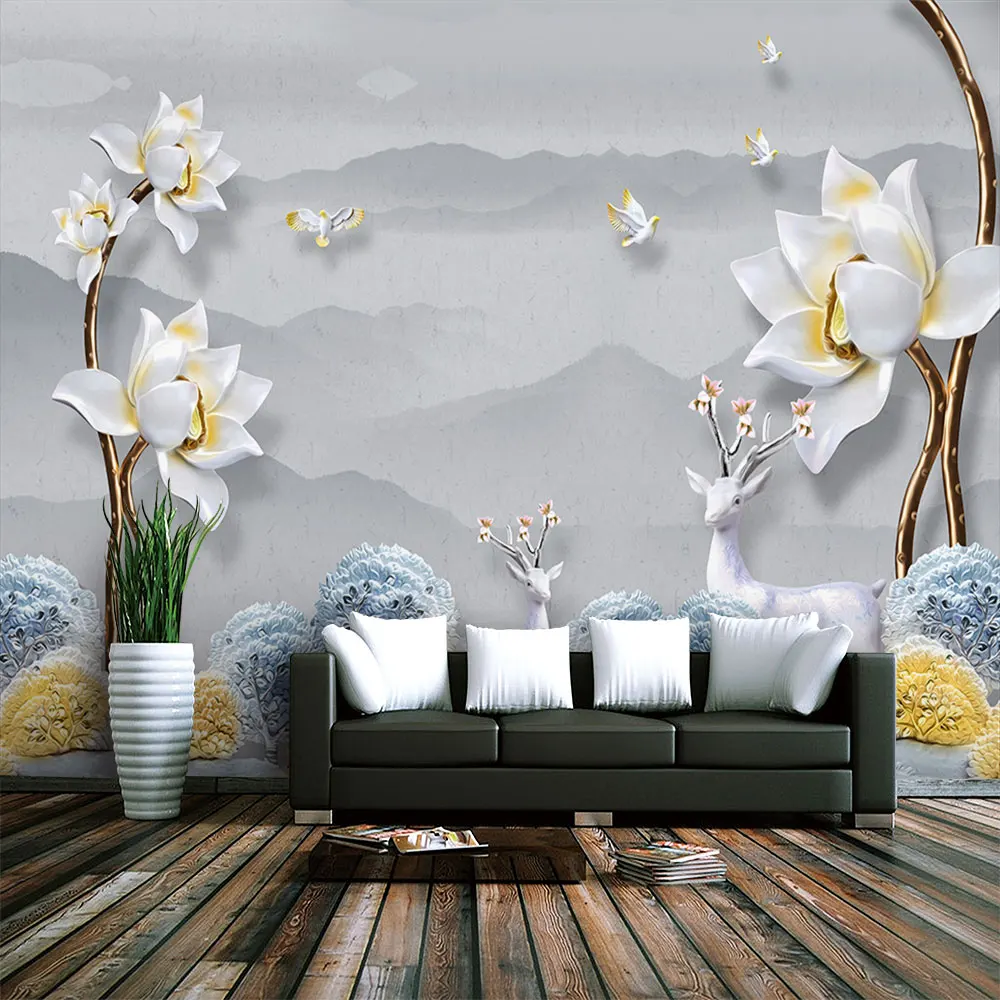 Украшение текстильные обои современный минималистичный рельефный Пион цветок