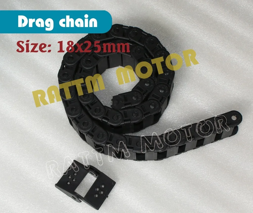 

2M half seal open 18 x 25mm Cable drag chain wire carrier with end connectors plastic towline for CNC Router Machine Tool 1000mm