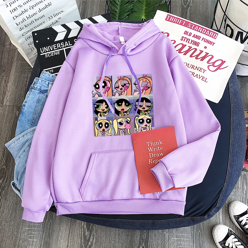 

New superpower girl cartoon print Pullover Long Sleeve Casual Unisex Sweatshirt Hoodie Harajuku hip hop leisure Sweatshirt hoody