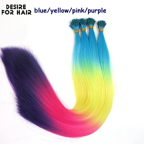 Синтетические накладные волосы Desire For hair, 50 прядей, длина 22 дюйма, 1 г, термостойкие, синтетические, с I-образным кончиком - изображение