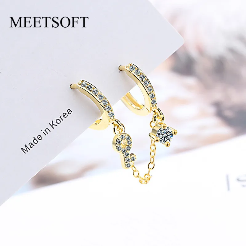 Женские серьги-кольца MEETSOFT модные серьги из стерлингового серебра 925 пробы с