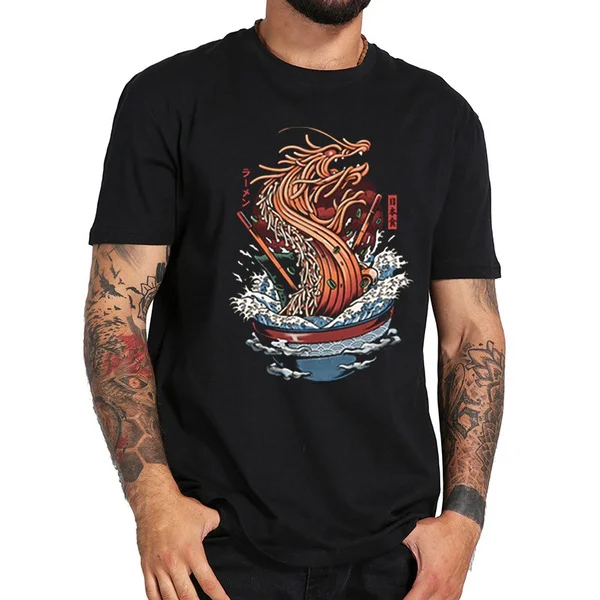 

ramen dragon men's T-shirt fun print T shirt men summer fashion short-sleeved Tops Tee shirt homme