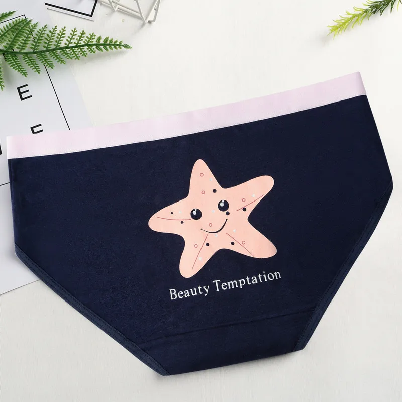 3 шт. женские сексуальные трусики с мультяшными рисунками в полоску морскими