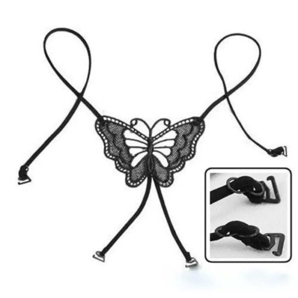 Женский кружевной бюстгальтер с большими бабочками регулируемый без бретелек на