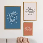 Абстрактная пейзажная живопись средневековая Солнечная сцена плакат Бохо Печать на холсте минималистичные настенные картины для гостиной домашний декор