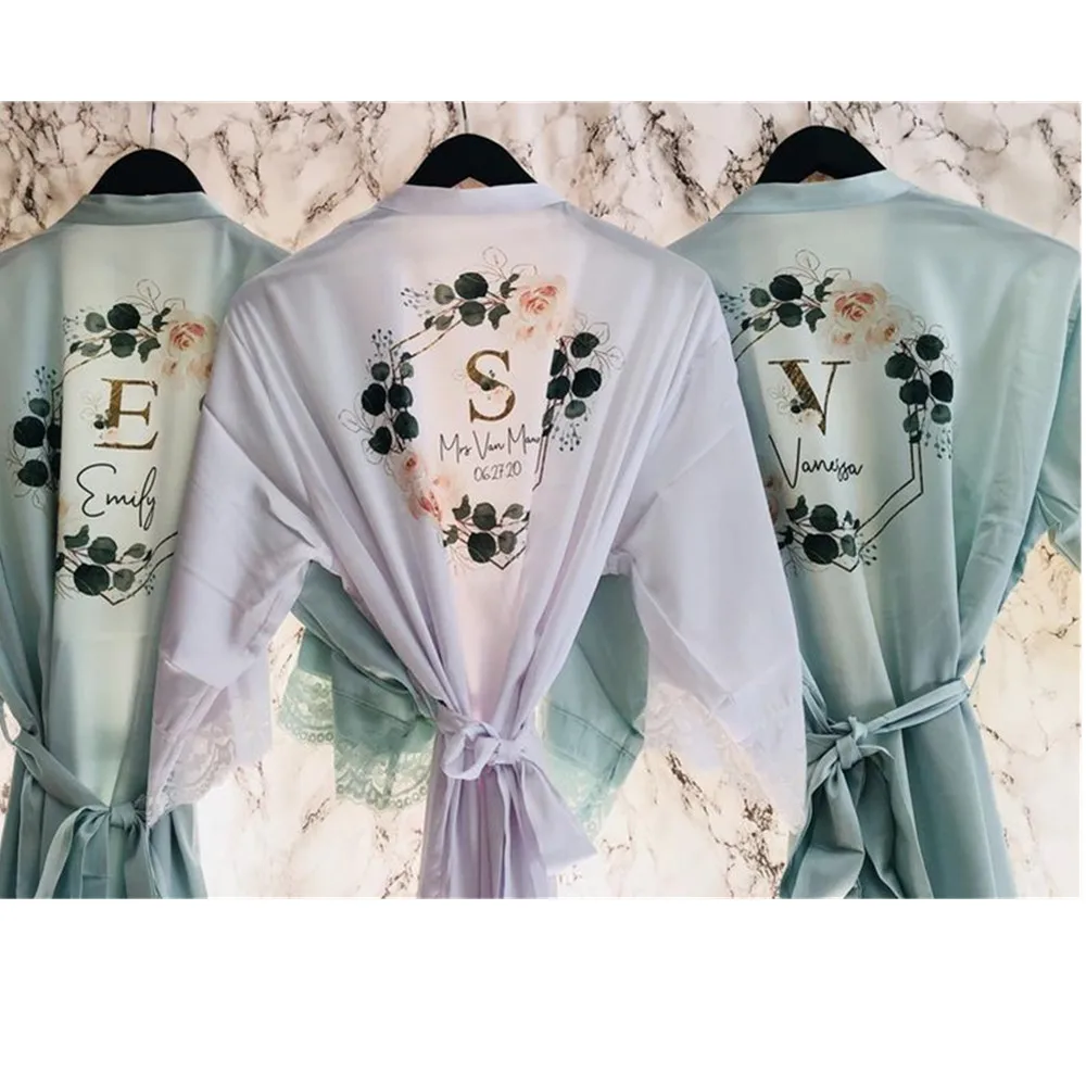 Настраиваемый свадебный кружевной халат в подарок на день рождения цветочный