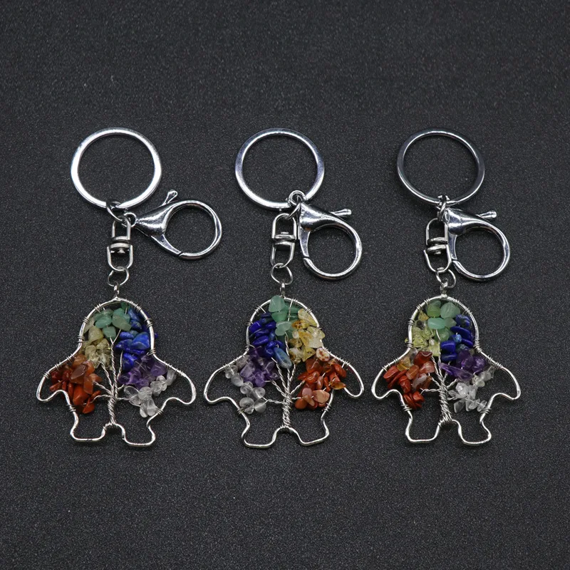 7 Чакра натуральный камень Древо жизни Пингвин кулон ручной работы брелки брелок