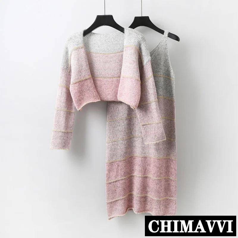 Женский трикотажный комплект из двух предметов Свободный кардиган с длинным