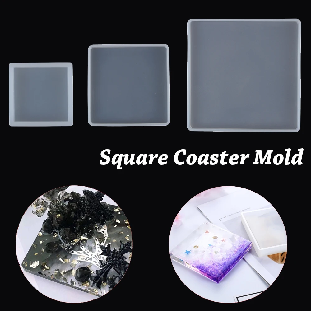 

Big Square Coaster Silicone Mold Large Fluid Artist Cup Tray Epoxy Resin Casting Mold DIY Coaster Making Craft Table Plate Decor