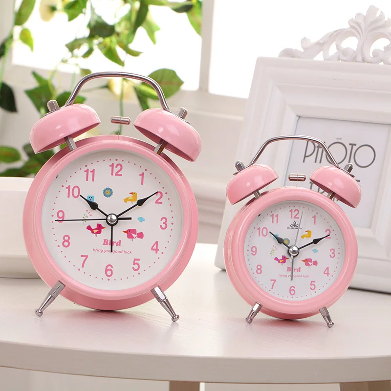 

Alarm Clock Mute Bedside Simple Creative Student Cartoon Alarm Clock Multifunctional Metal Children's Luminous Small Alarm Clock