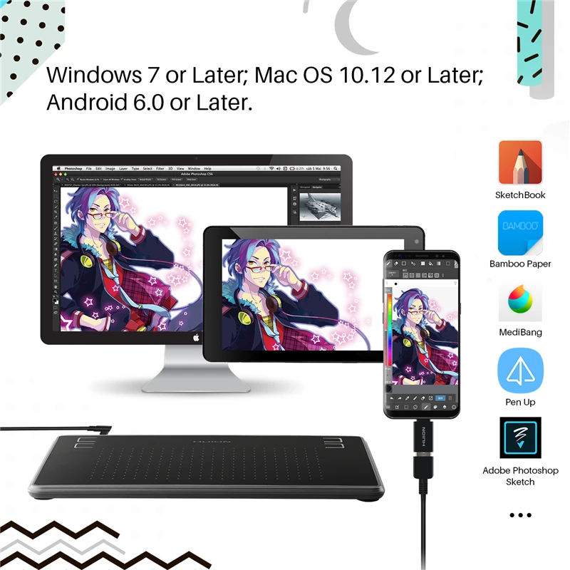 HUION H430P графические цифровые планшеты для рисования фирменный планшет OSU игровой планшет с аккумулятором стилус с подарком