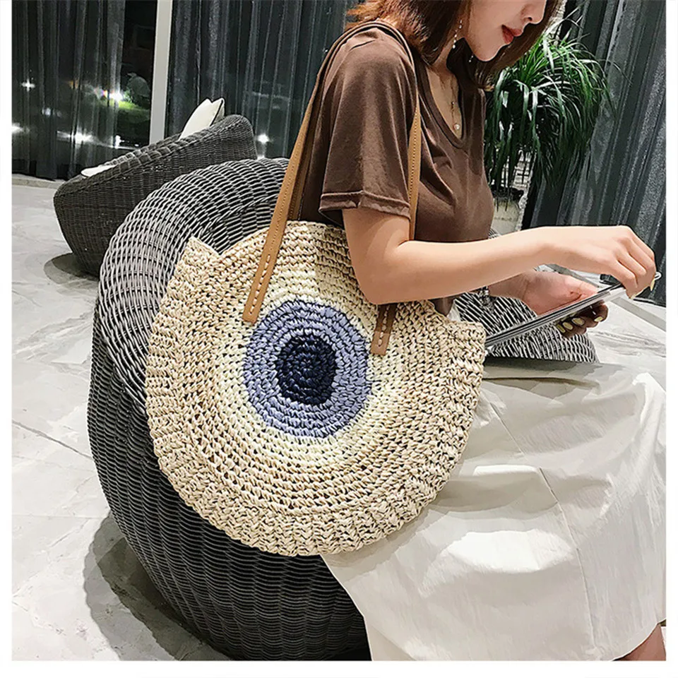 REALPERKY женские летние круглые соломенные сумки женские ручные тканые круглые пляжные сумки из ротанга Женская богемная сумочка в стиле Бали через плечо