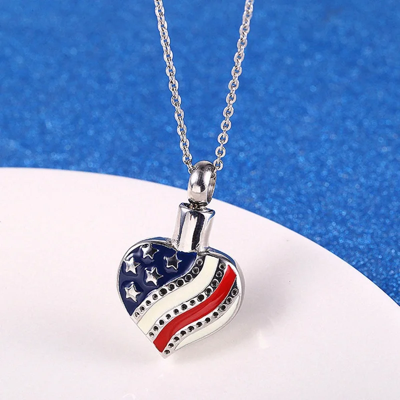 Ожерелье с подвеской в виде сердца американским флагом 1 шт.|Ожерелья подвеской| |