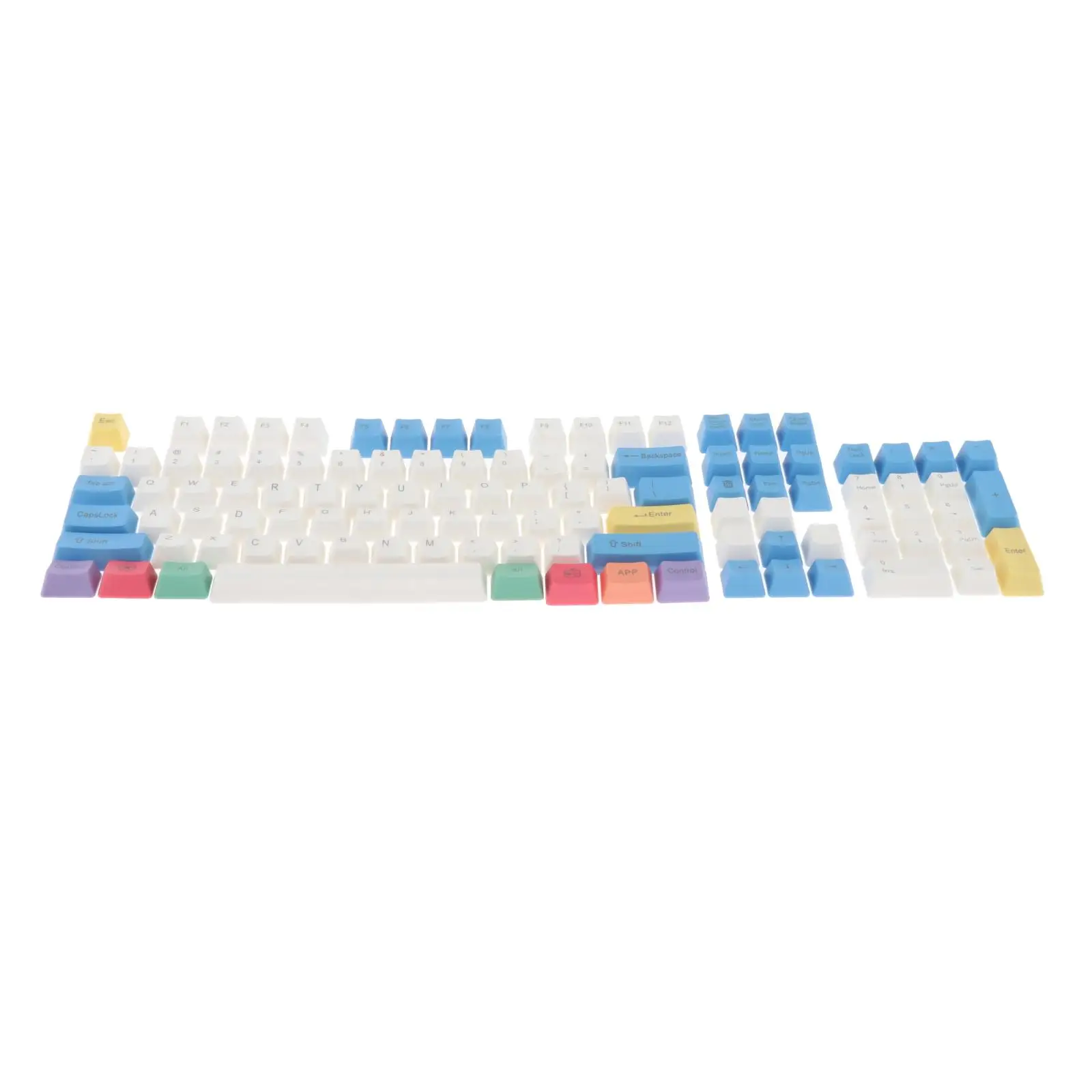 

104 Keys/Set PBT Key Caps Keycaps for Mechanical Gaming Keyboard DIY Relieve Fatigue, clear and not easy to fade out.
