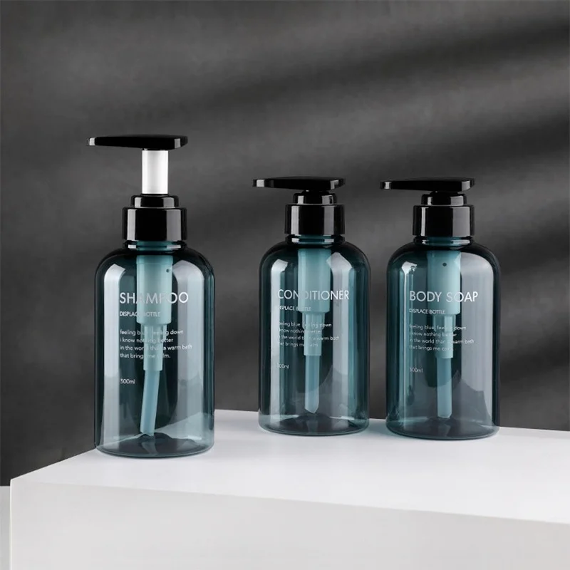 

3 in 1 Set Soap Dispenser 300ml 500ml Refill Empty Bottle Bathroom Conditioner Body Soap Shampoo Bottles Plastic Pump Bottle