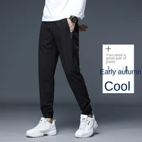 autumn and winter pants mens korean version of slim sweatpants youth drawstring casual pants solid color nylon mens pants