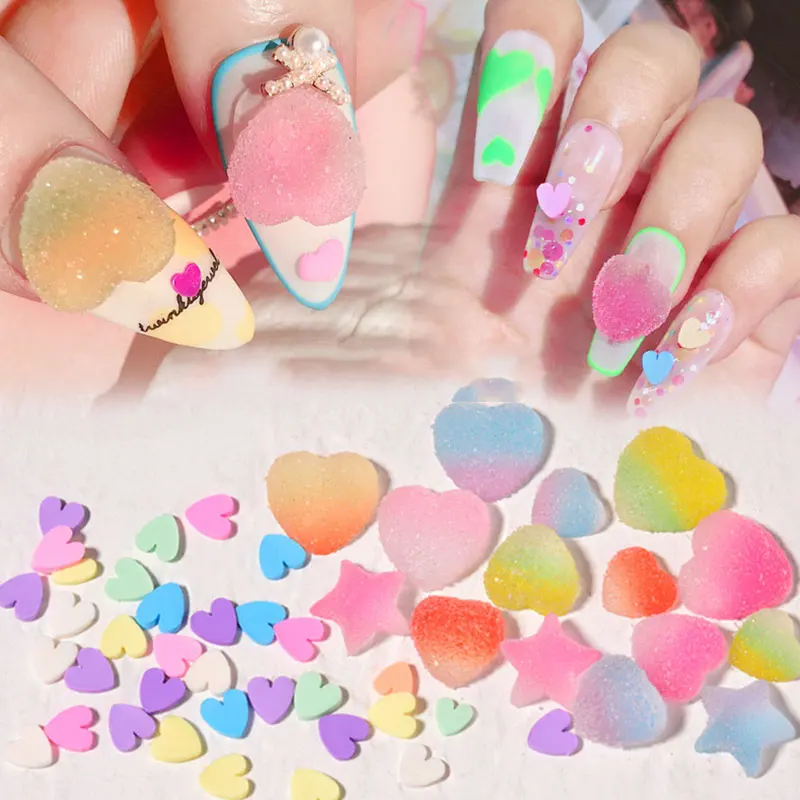 

New Soft Fudge Designs 3D Nail Sticker Acrylic Nail Art Gradient Colorful New Sweet Candy DIY Manicure Nail Decoration