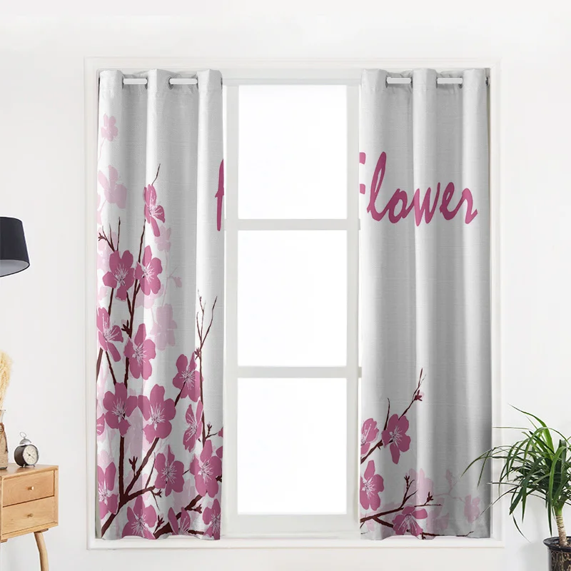 Цветочные персиковые лепестки ветки весенние розовые оконные шторы гостиная