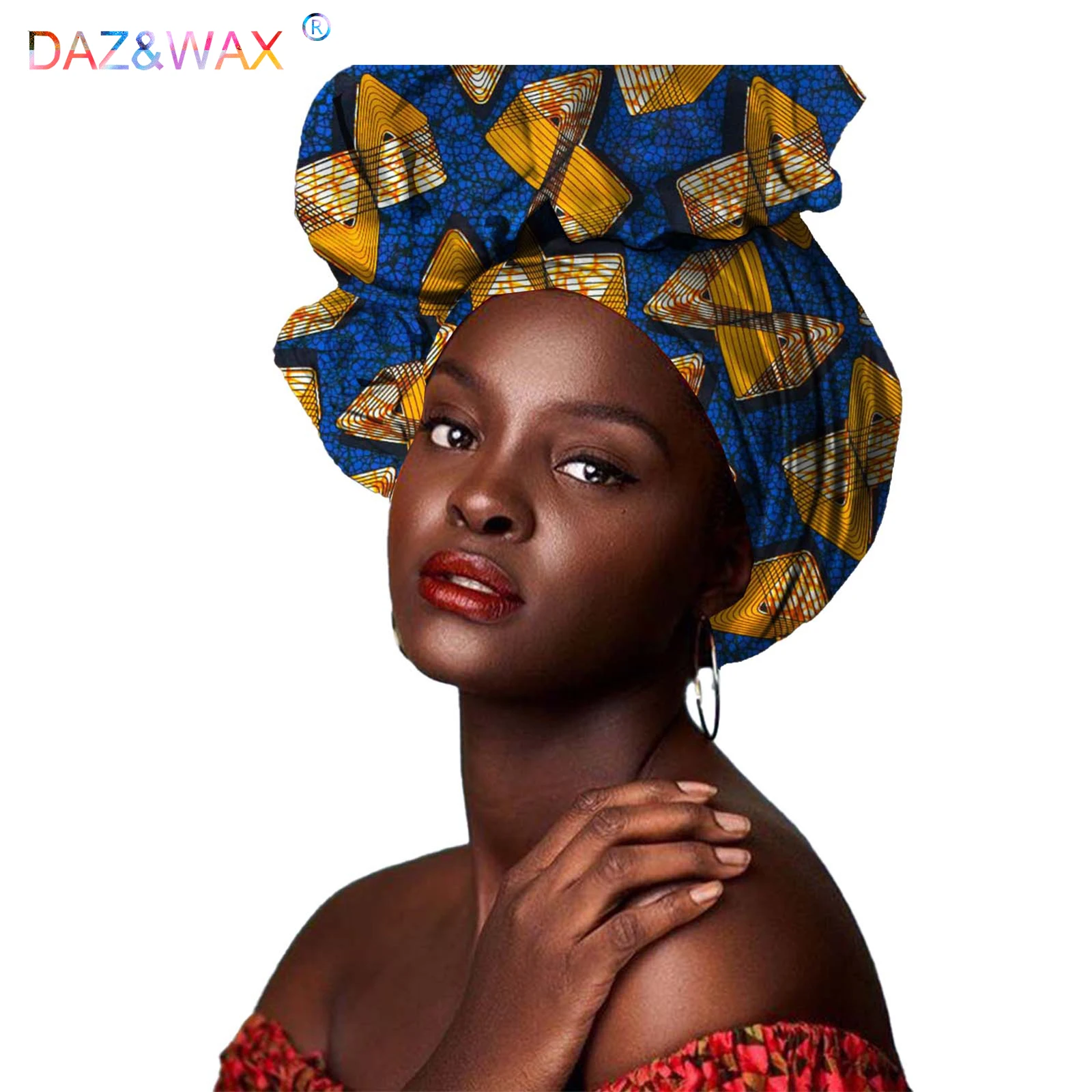 

Women Multi-color Usage Turban African fashion long Head Wrap headscarf Geometric Design head scarf Bandanas Hair Accessories