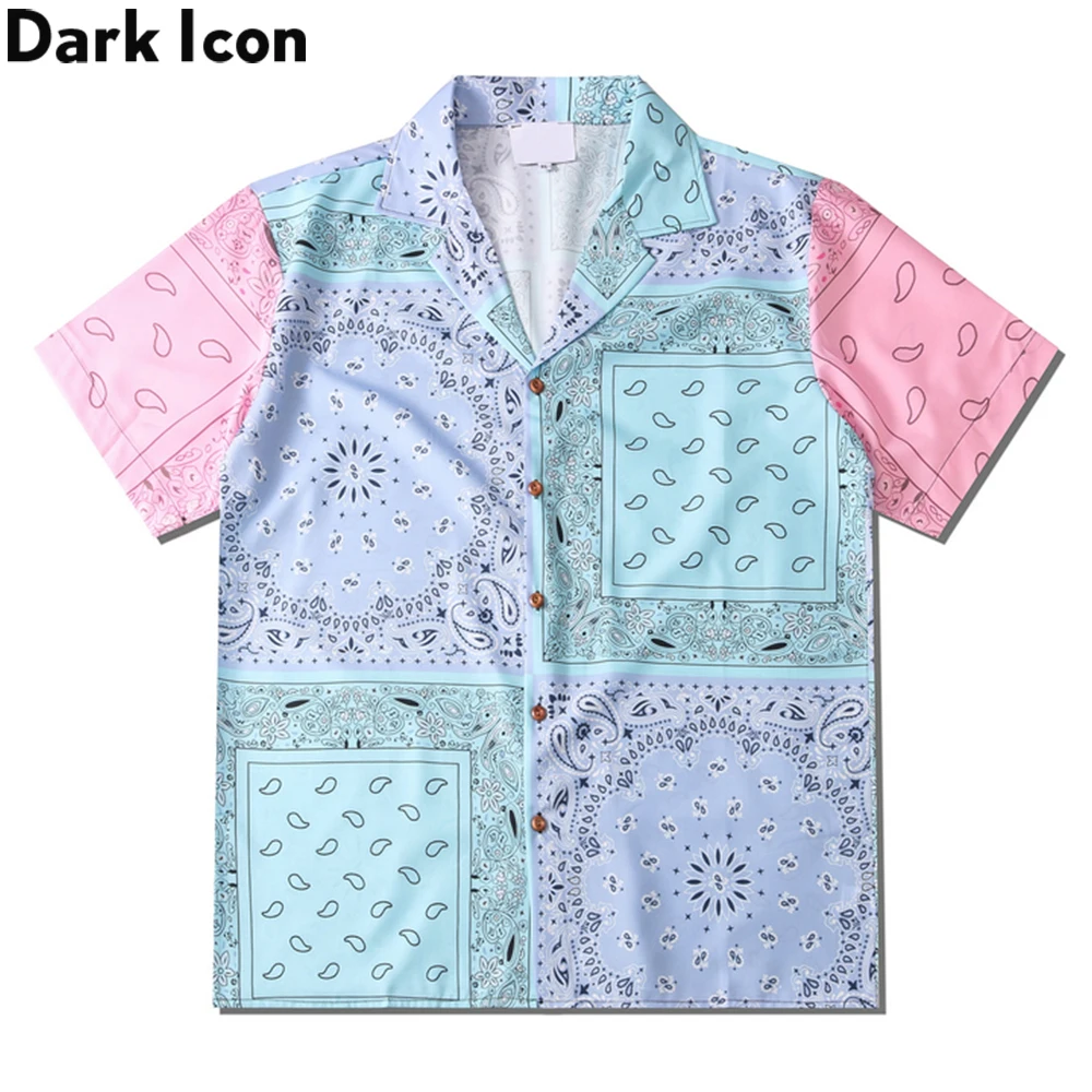 Dark Icon-Camiseta Bandana de retales para hombre, Polo con contraste de Color, blusa, ropa de calle