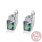 Новое Серебро 925 ювелирное изделие зеленая надежда изумрудная огранка 925 пробы серебро серьги изумрудные клипсы для женщин с камнями