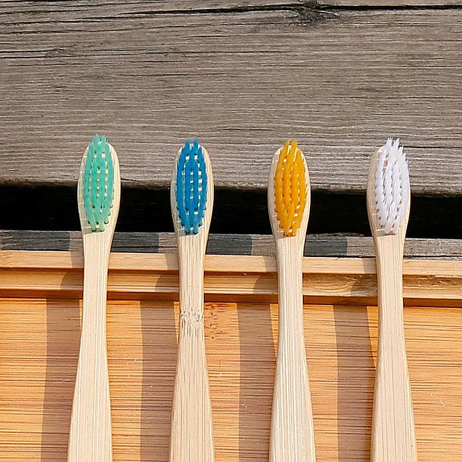 Новый Дизайн Смешанные цвета бамбуковая зубная щетка Экологичная деревянная