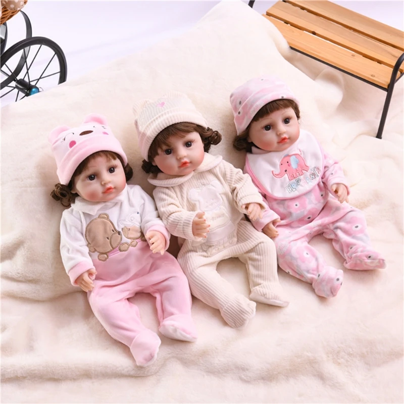 

19in Reborn Cuddle Doll Action Figure Interactive Soft Vinyl Simulation Doll Cute Caucasian Doll w/ Moveable Arms Legs