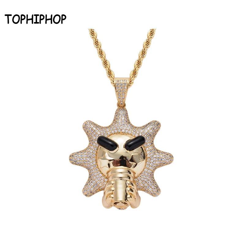 TOPHIPHOP маленький солнце питьевой водный кулон паве AAA кубический циркон Золотая