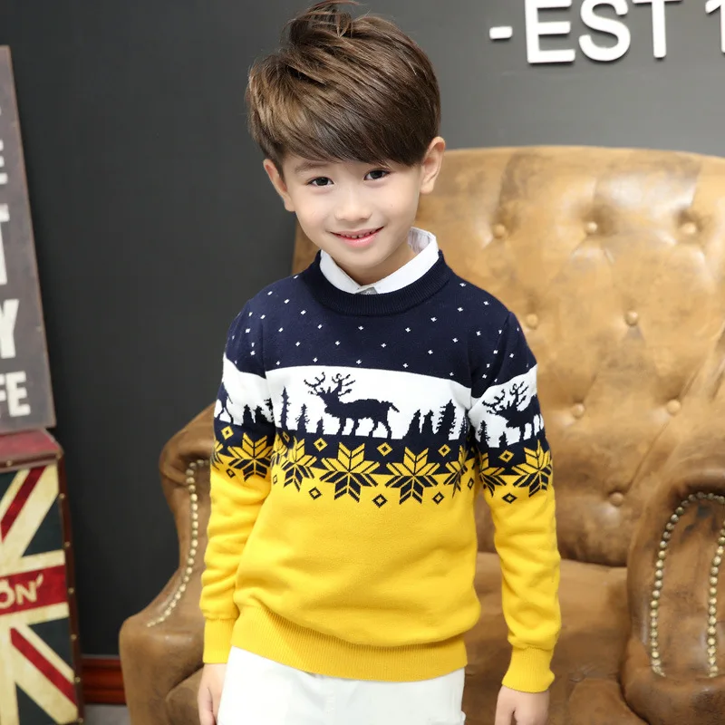 Новые детские свитера для мальчиков и девочек милый Рождественский пуловер с