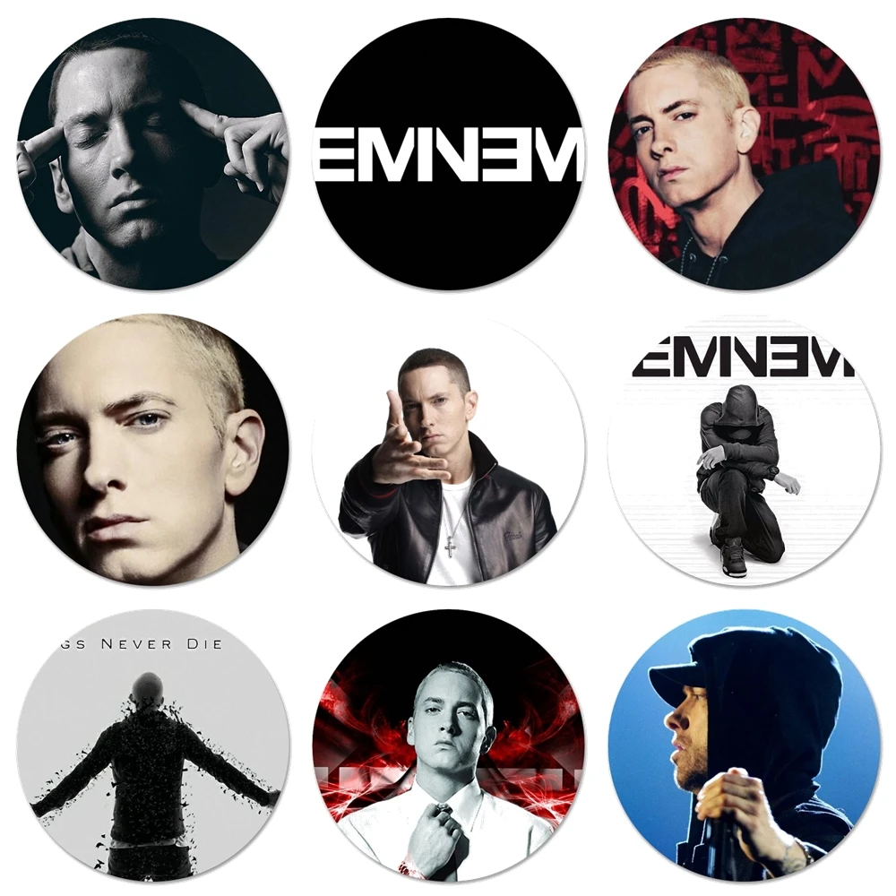 

Hip Hop Rapper Eminem Icons Pins Badge Decoration Brooches Metal Badges For Clothes Backpack Decoration