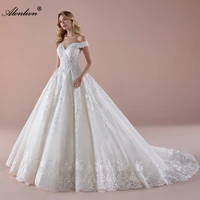 alonlivn chic embroidery lace sweetheart ball gown wedding dresses off the shoulder lace up bridal gowns
