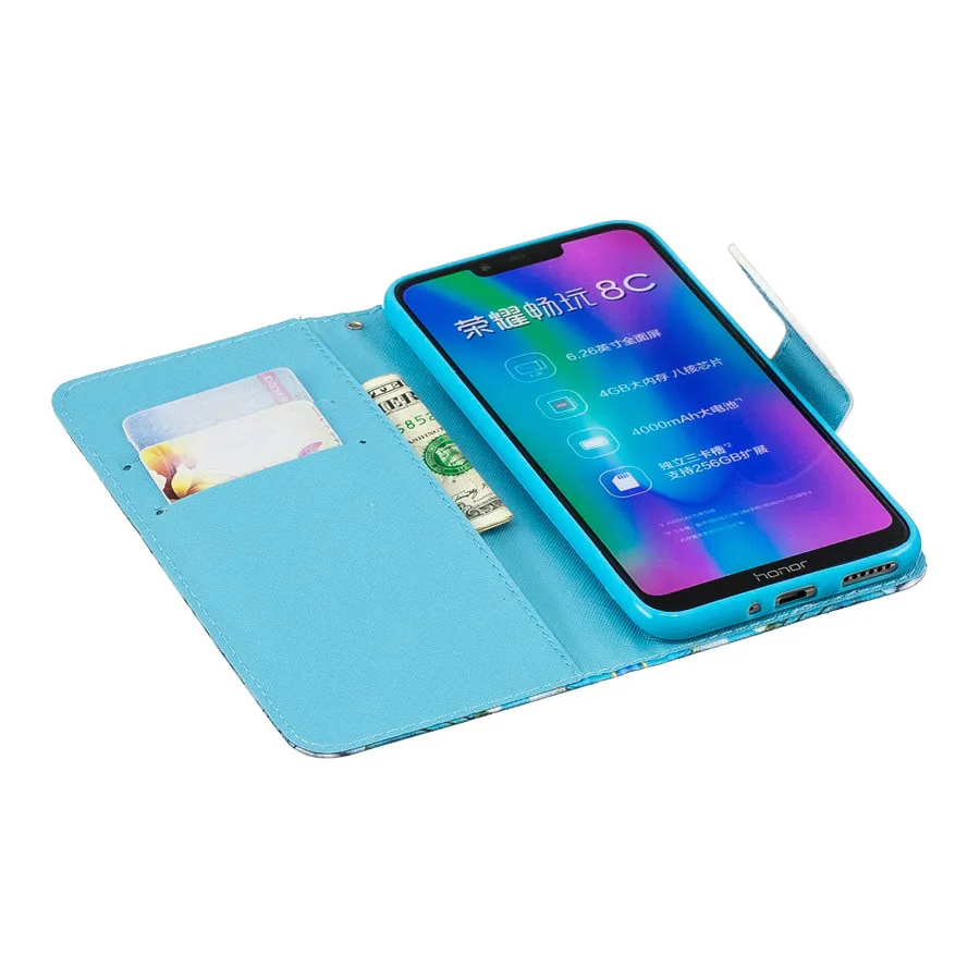 Huawei Honor 8C Leather Case on sFor Funda Cover for Honor8C Covers Fashion Flip Wallet Stand Phone Cases |