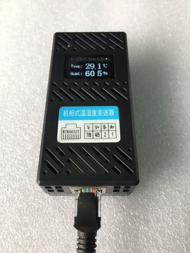 Cabinet Type Temperature Humidity Transmitter Sensor OLED LCD Screen Self-luminous Night Vision Dual RJ45 Magnetic Suction | Электроника
