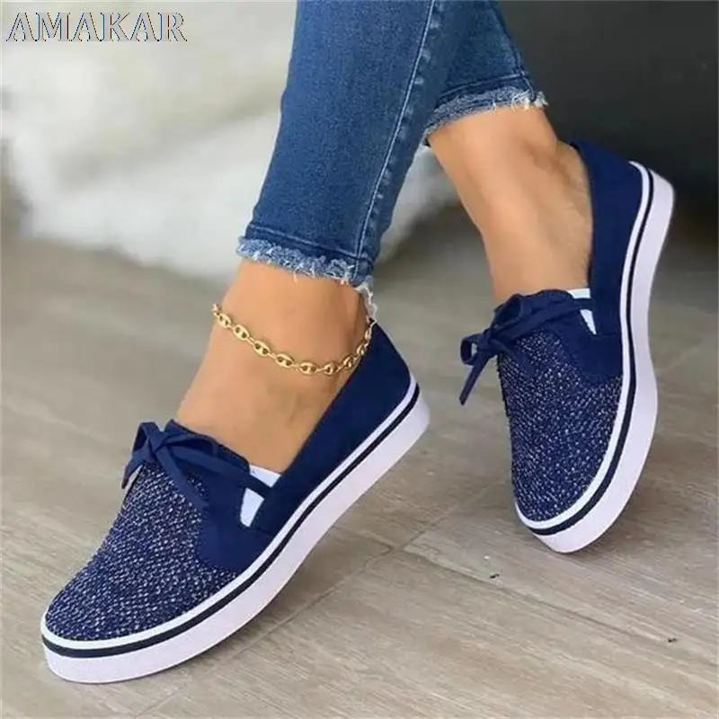 

Women's Flats Shoes 2021 Casual Slip On Elastic Band Solid Color Ladies Vulcanized Shoes Plus Size Female Walking Footwear New