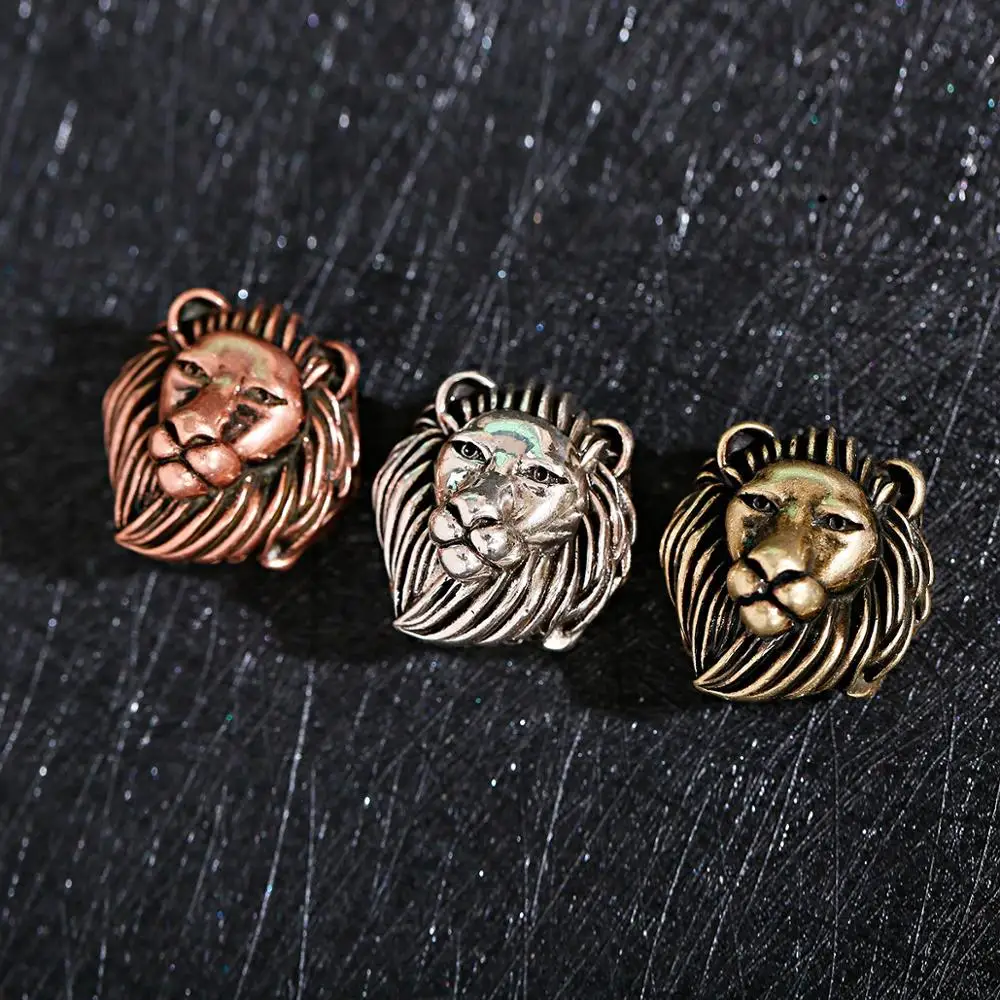 

Lion Wolf Animal Head Retro Beads For Bracelets Making Charms For Jewelry Pendant Materials Bat Spacer Bead Kralen Punk Fashion