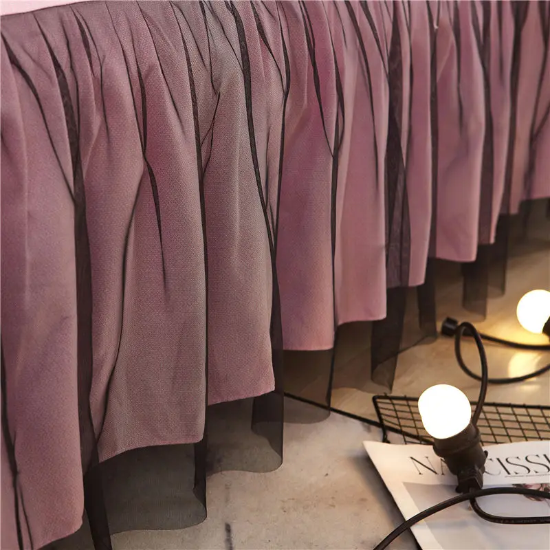 Розовое Кружевное постельное белье близнец полный Queen King покрывало принцессы