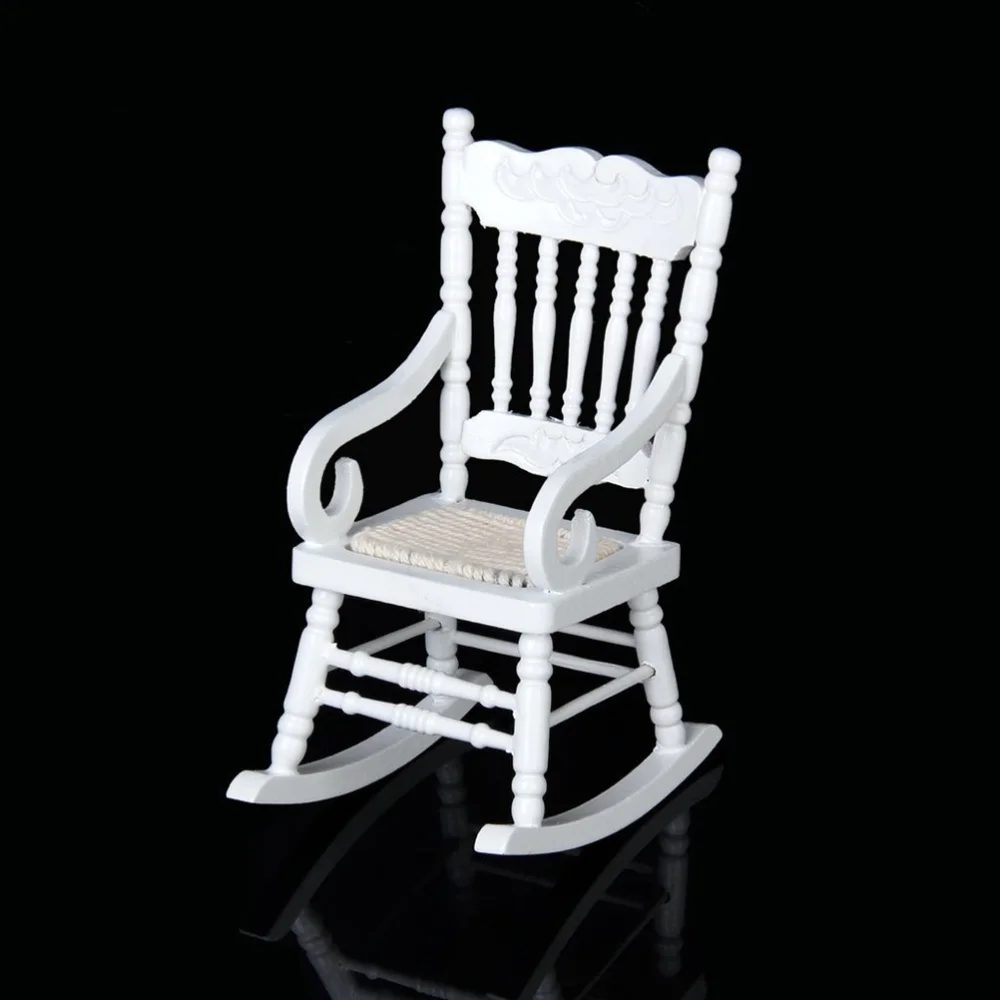 

1/12 Miniature Wooden Rocking Chair Model (White)