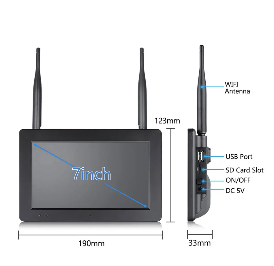 Wifi Camera Wireless NVR Surveillance-Kit Cctv-System Video-Security Outdoor SD Card Two Way Audio System 1080P 7" Touch Screen
