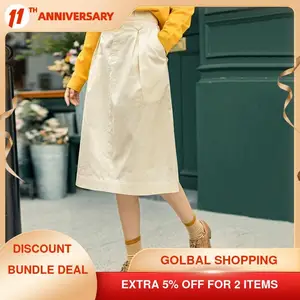 INMAN весенне-осенняя Повседневная хлопковая юбка-трапеция с высокой талией