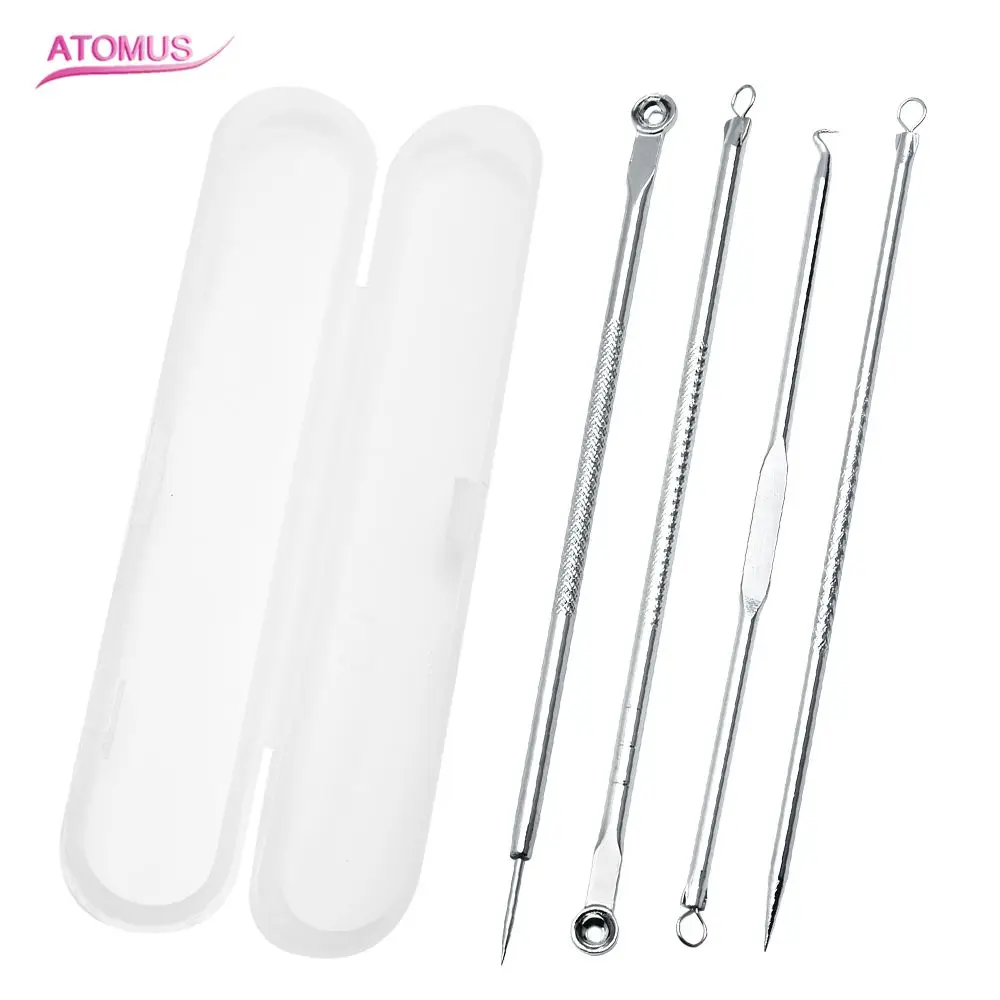 

4pcs/kit Acne Pimple Remover Blackhead Blemish Removal Tool Black Head Whitehead Quita Extractor Treatments Face Beauty Tools
