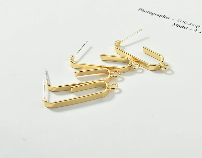 Позолоченные 14K простые геометрические открытые u образные с висячими
