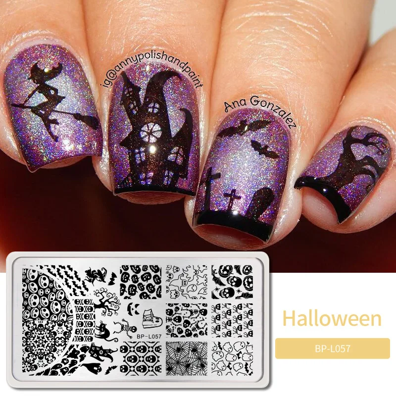 Halloween1 BORN PRETTY дизайн ногтей штамп штамповка шаблон цветок геометрии любовь DIY маникюр изображение пластины из нержавеющей стали дизайн ногтей трафарет - Цвет: Halloween1