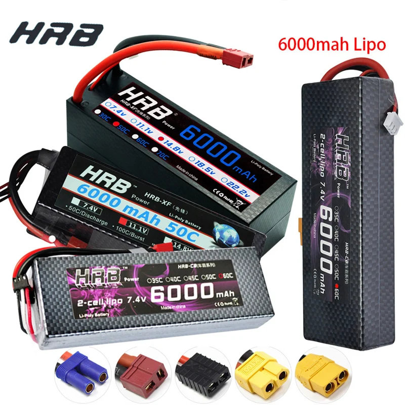 Аккумулятор HRB RC Lipo 7 4 В 11 1 14 8 в 6000 мАч 60C с разъемом XT60 T Deans TRX EC5 XT90 Жесткий Чехол для