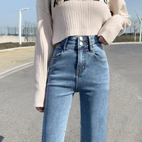 summer autumn high waist skinny long pencil jeans womens casual stretchable slim denim pants ladies streetwear denim trousers