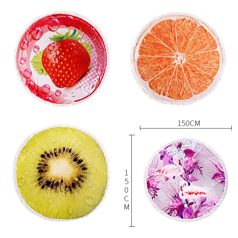 Пляжное полотенце с кисточками Цветочный Фламинго Единорог серии микрофибра