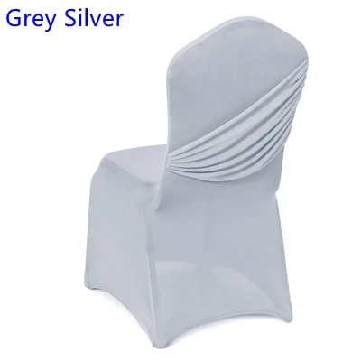 

Grey Silver Colour Wedding Lycra Chair Covers One Cross Cover Chair Spandex Pleated Luxury Wedding Party Decoration On Sale