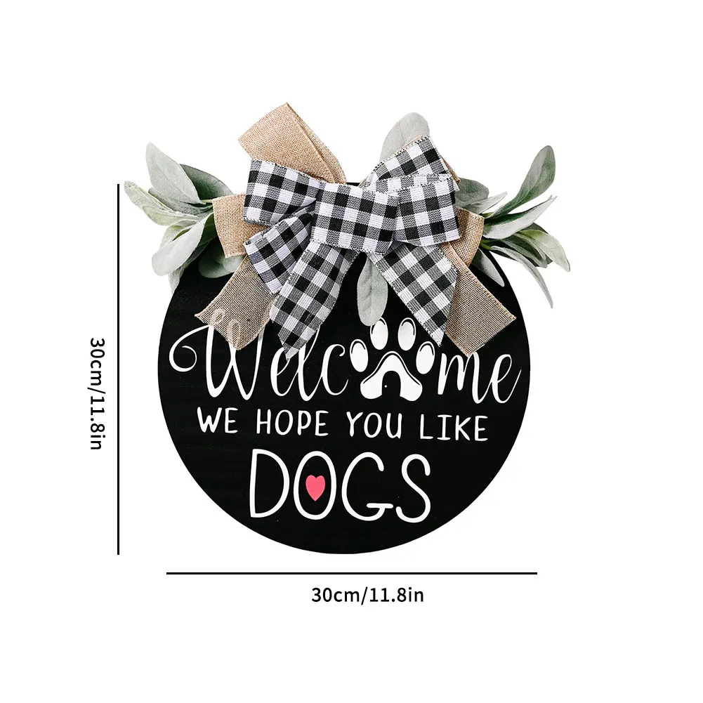 

Welcome Wreath Sign Front Door Wood Hanging Sign Rustic Porch Decoration With Flowers Bow Round Hanging Sign Home Decoration