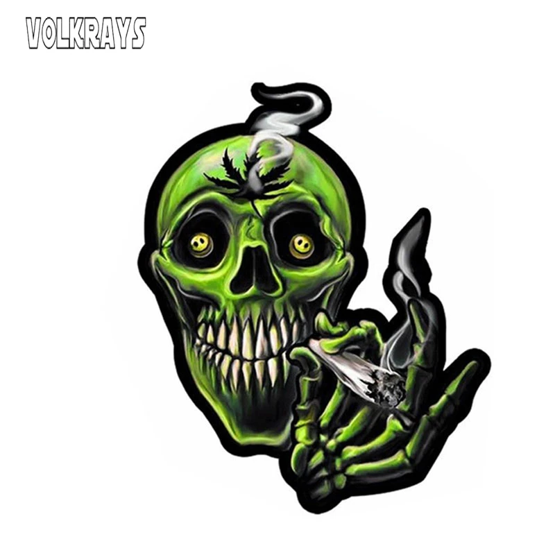 

Volkrays 3D Smoking Skull Vinyl Car Stickers Waterproof Sunscreen Decal Accessories for Auto Moto Bike Car Van Truck,13cm*10cm